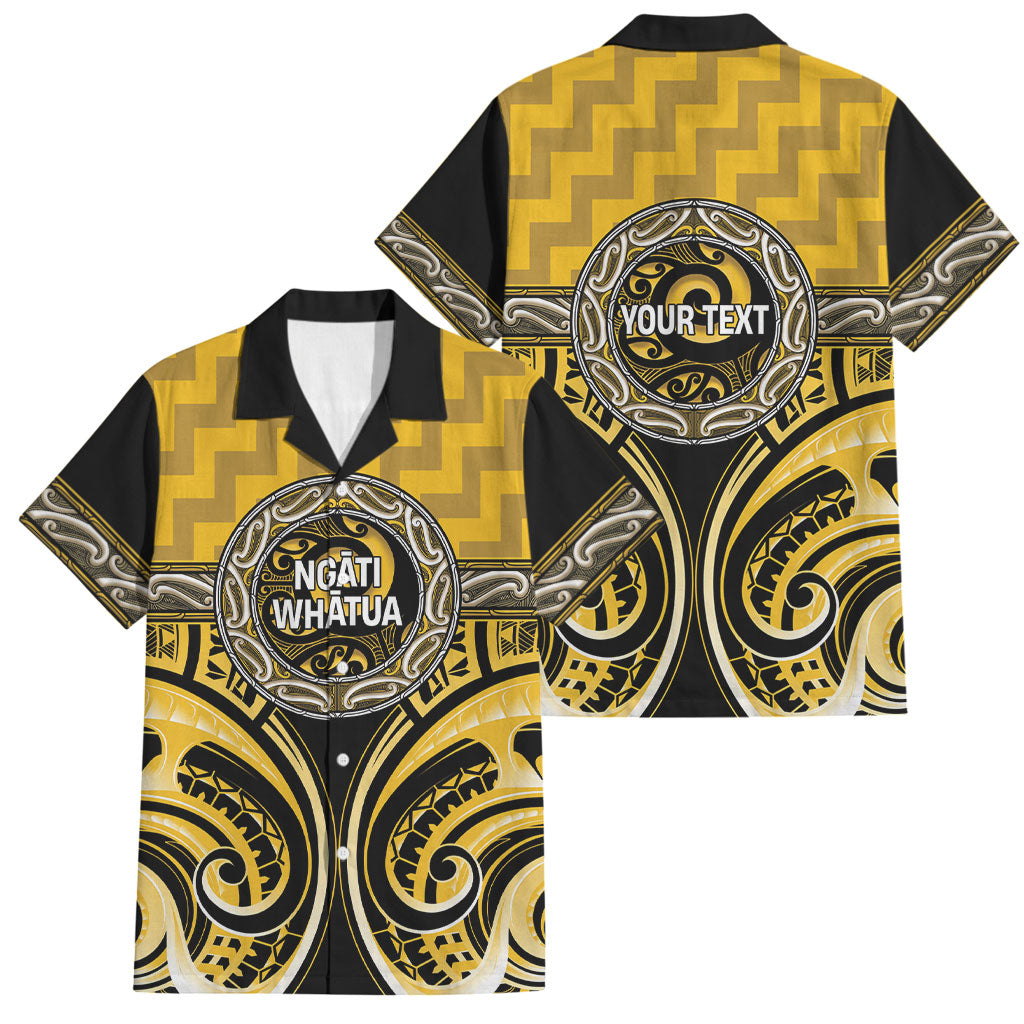 Aotearoa Ngati Whatua Personalised Family Matching Off The Shoulder Long Sleeve Dress and Hawaiian Shirt Maori Iwi Poutama Puhoro Tattoo LT14 Dad's Shirt - Short Sleeve Yellow - Polynesian Pride