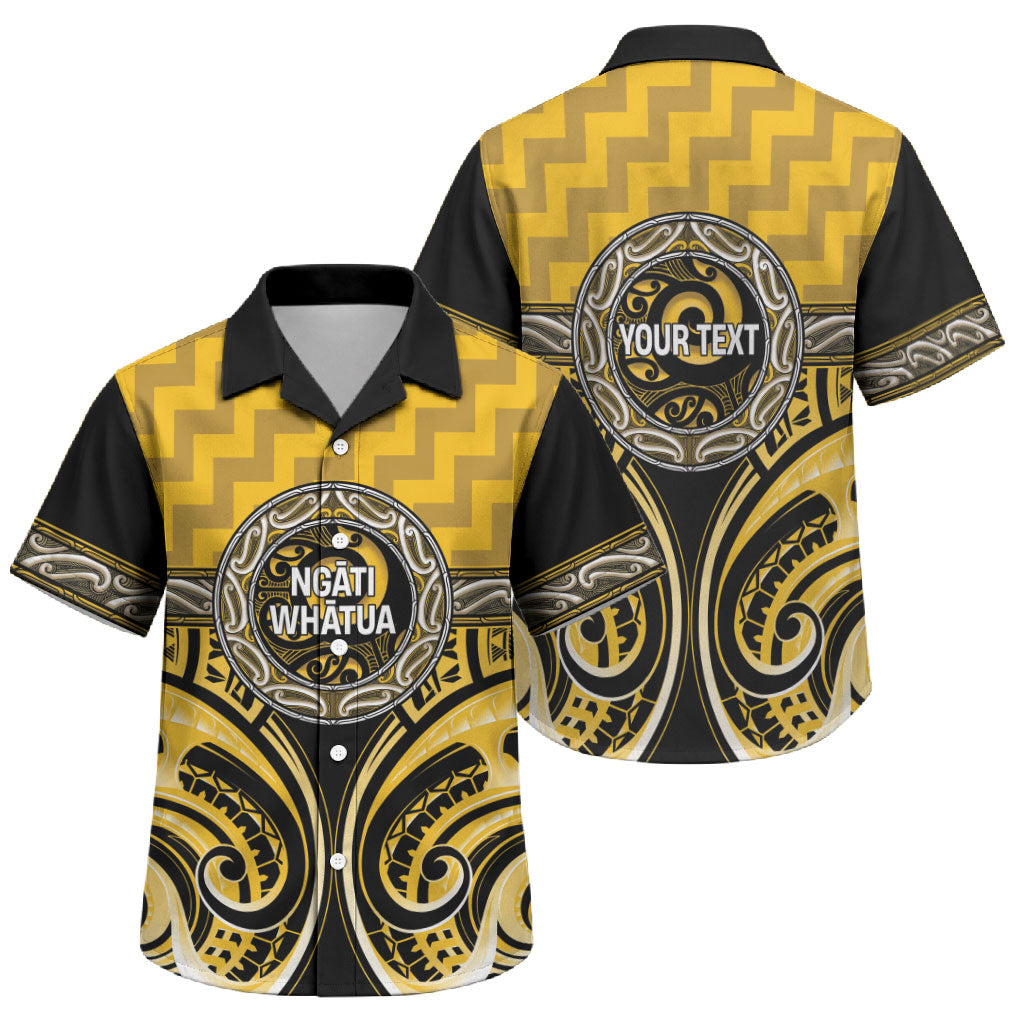 Aotearoa Ngati Whatua Personalised Family Matching Off The Shoulder Long Sleeve Dress and Hawaiian Shirt Maori Iwi Poutama Puhoro Tattoo LT14 Son's Shirt Yellow - Polynesian Pride
