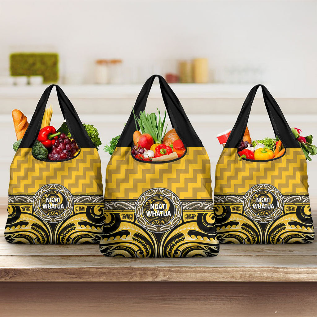 Aotearoa Ngati Whatua Grocery Bag Maori Iwi Poutama Puhoro Tattoo LT14 3-pack One Size Yellow - Polynesian Pride