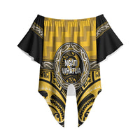 Aotearoa Ngati Whatua Personalised Off Shoulder Wrap Waist Top Maori Iwi Poutama Puhoro Tattoo LT14 Yellow - Polynesian Pride
