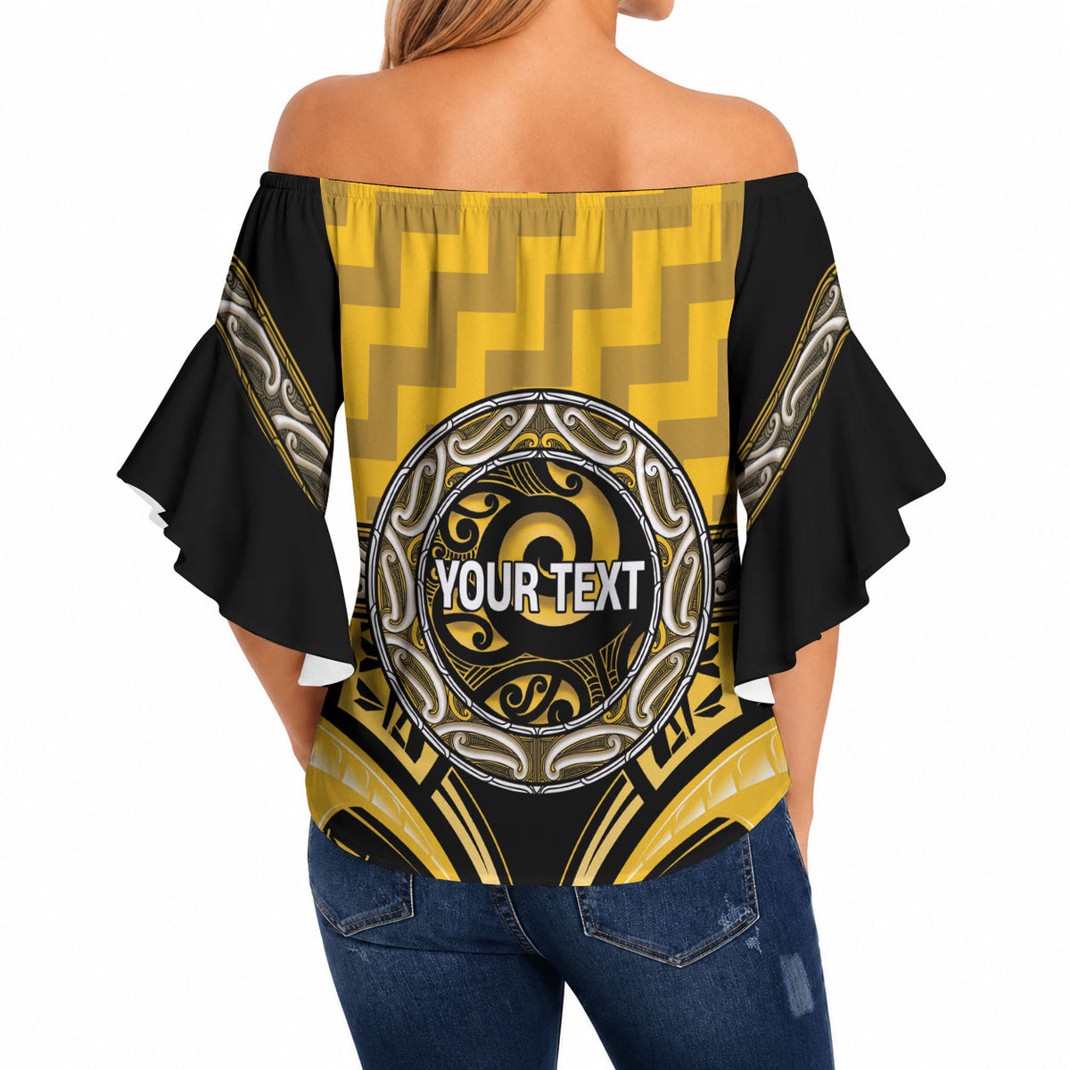 Aotearoa Ngati Whatua Personalised Off Shoulder Wrap Waist Top Maori Iwi Poutama Puhoro Tattoo LT14 - Polynesian Pride