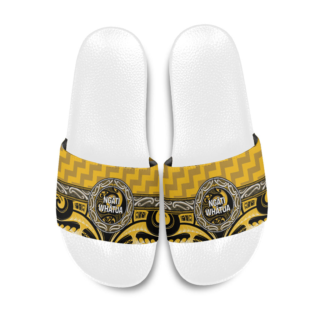 Aotearoa Ngati Whatua Slide Sandals Maori Iwi Poutama Puhoro Tattoo LT14 Yellow - Polynesian Pride