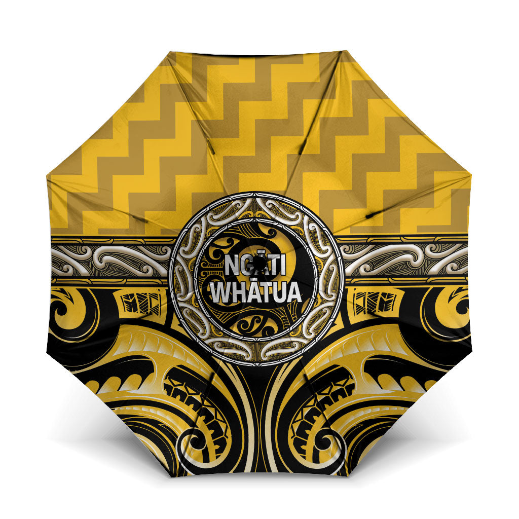 Aotearoa Ngati Whatua Umbrella Maori Iwi Poutama Puhoro Tattoo LT14 One Size Folded 11.42 inch Opened Diameter 37.4 inch Yellow - Polynesian Pride
