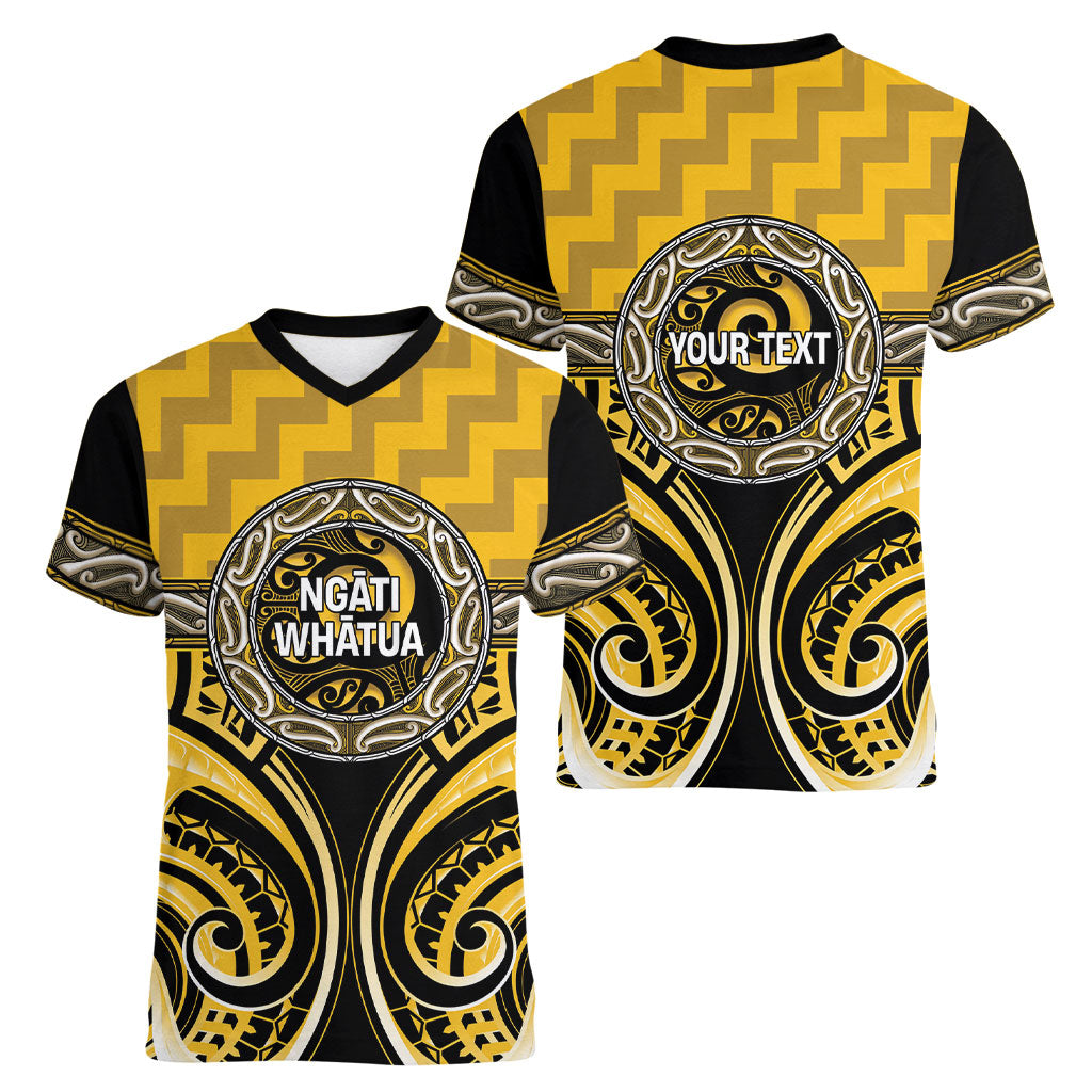 Aotearoa Ngati Whatua Personalised Women V-Neck T-Shirt Maori Iwi Poutama Puhoro Tattoo LT14 - Polynesian Pride