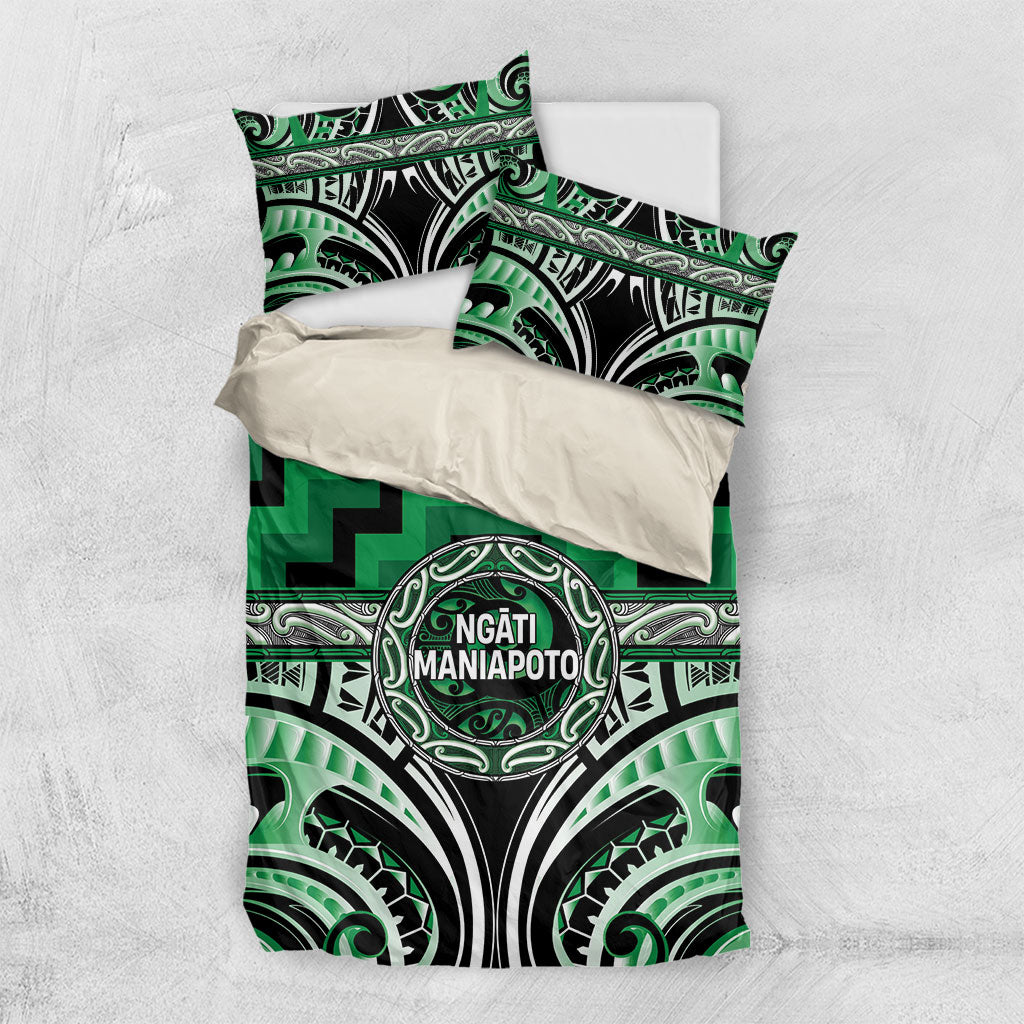 Aotearoa Ngati Maniapoto Bedding Set Maori Iwi Poutama Puhoro Tattoo LT14 US Twin 172cm x 218cm Green - Polynesian Pride