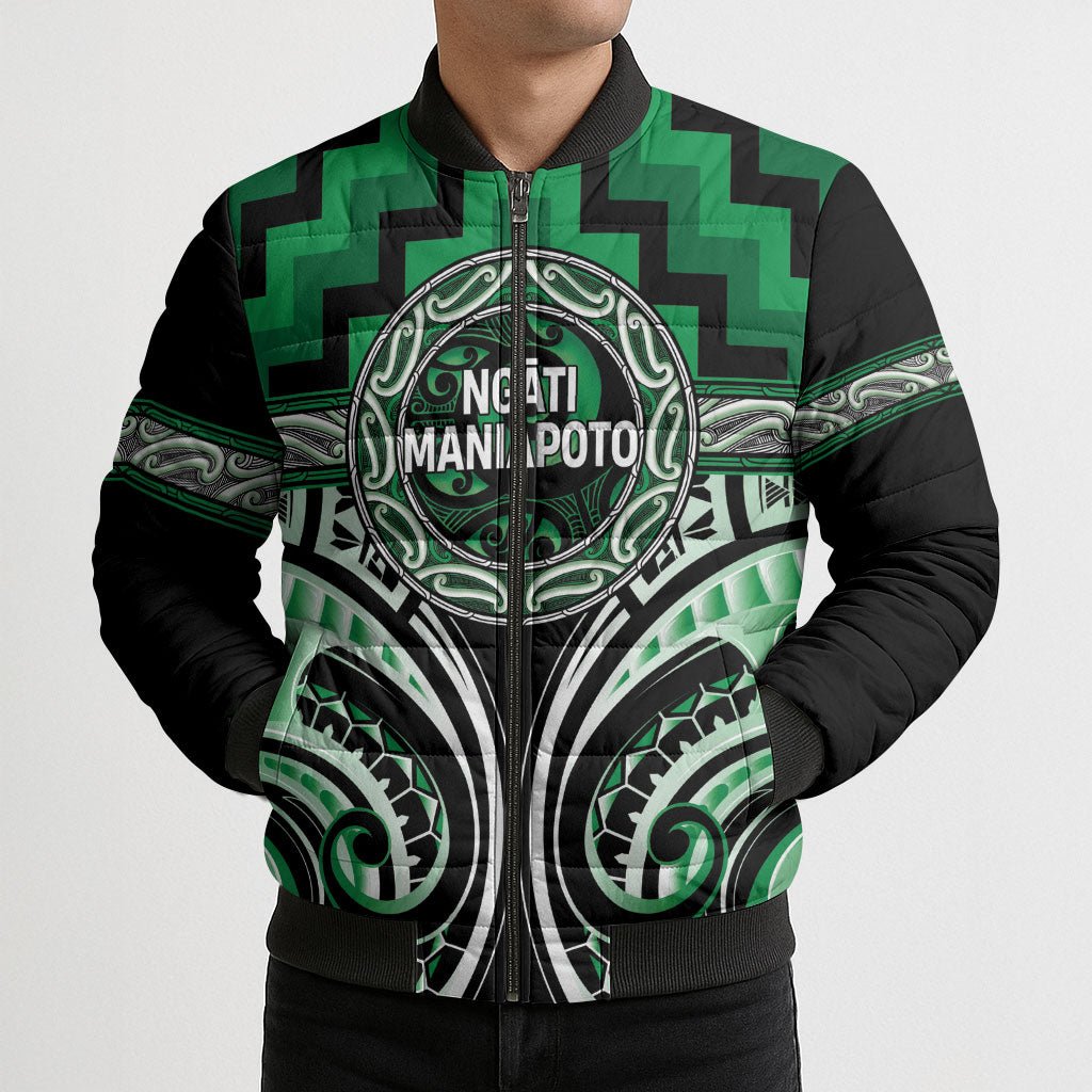 Aotearoa Ngati Maniapoto Personalised Bomber Puffer Jacket Maori Iwi Poutama Puhoro Tattoo LT14 - Polynesian Pride