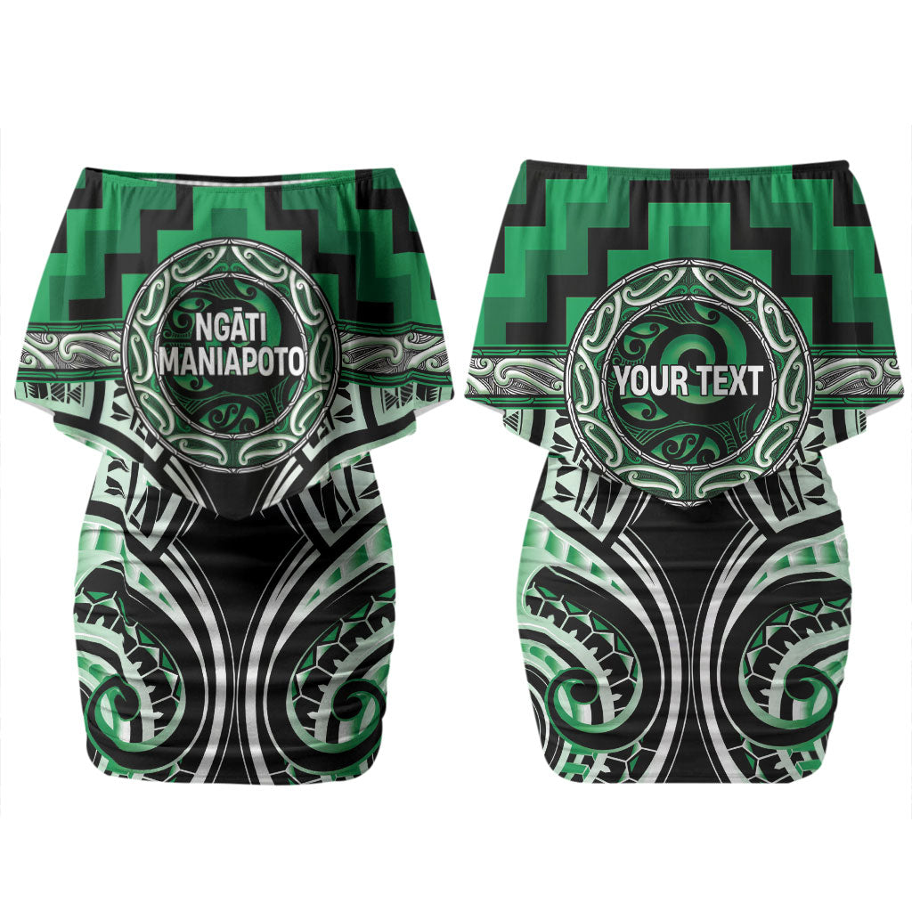 Aotearoa Ngati Maniapoto Personalised Couples Matching Off Shoulder Short Dress and Long Sleeve Button Shirt Maori Iwi Poutama Puhoro Tattoo LT14 - Polynesian Pride