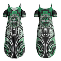 Aotearoa Ngati Maniapoto Personalised Couples Matching Summer Maxi Dress and Long Sleeve Button Shirt Maori Iwi Poutama Puhoro Tattoo LT14 - Polynesian Pride
