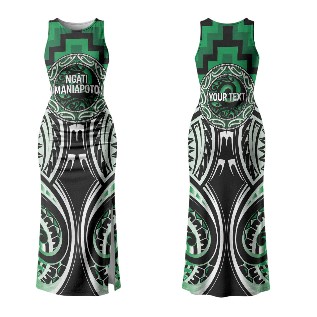 Aotearoa Ngati Maniapoto Personalised Couples Matching Tank Maxi Dress and Long Sleeve Button Shirt Maori Iwi Poutama Puhoro Tattoo LT14 - Polynesian Pride