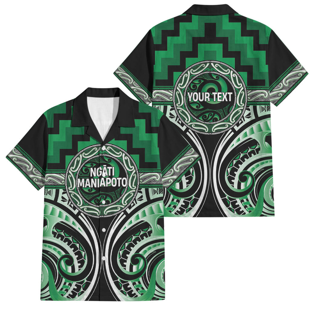 Aotearoa Ngati Maniapoto Personalised Family Matching Off Shoulder Short Dress and Hawaiian Shirt Maori Iwi Poutama Puhoro Tattoo LT14 Dad's Shirt - Short Sleeve Green - Polynesian Pride