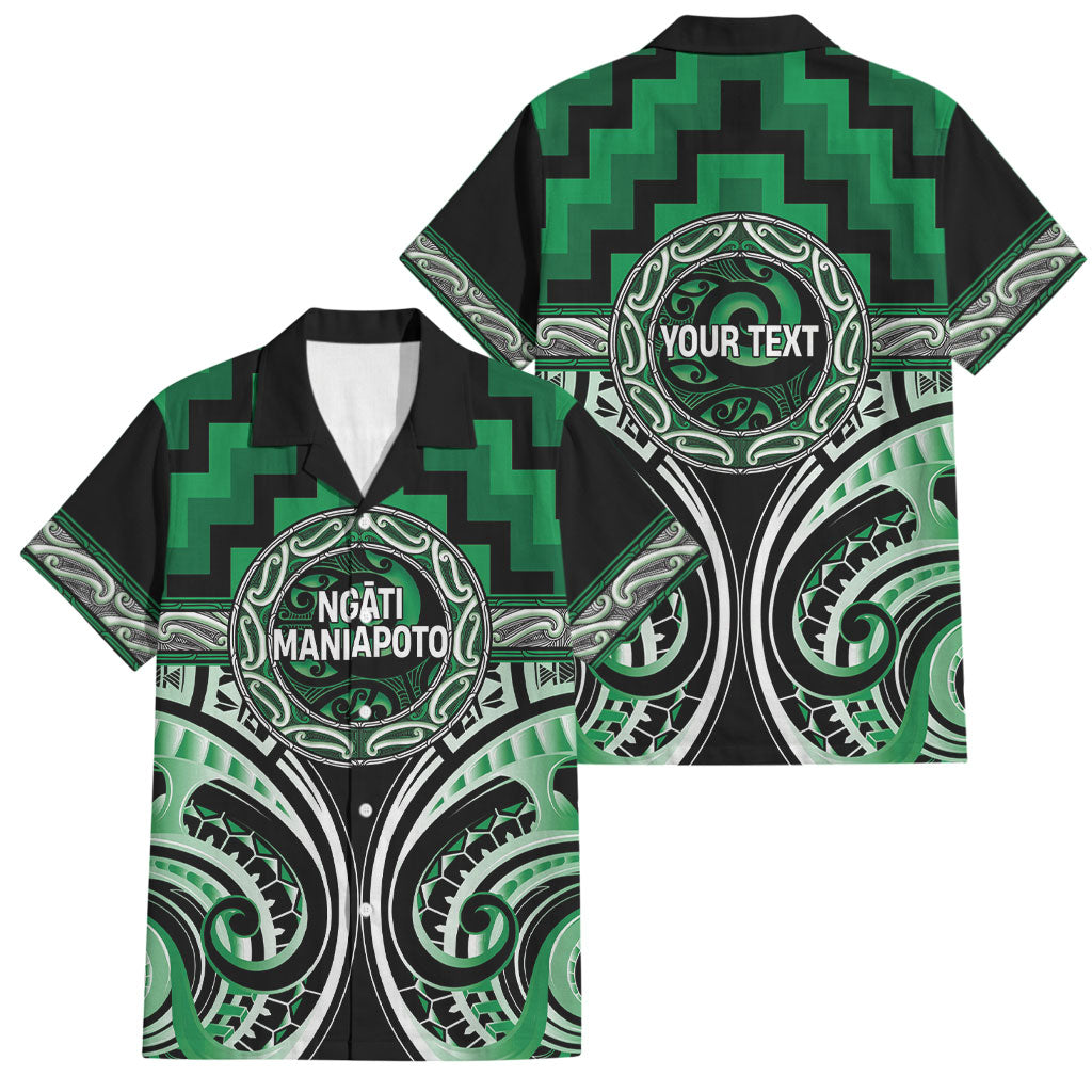 Aotearoa Ngati Maniapoto Personalised Family Matching Tank Maxi Dress and Hawaiian Shirt Maori Iwi Poutama Puhoro Tattoo LT14 Dad's Shirt - Short Sleeve Green - Polynesian Pride