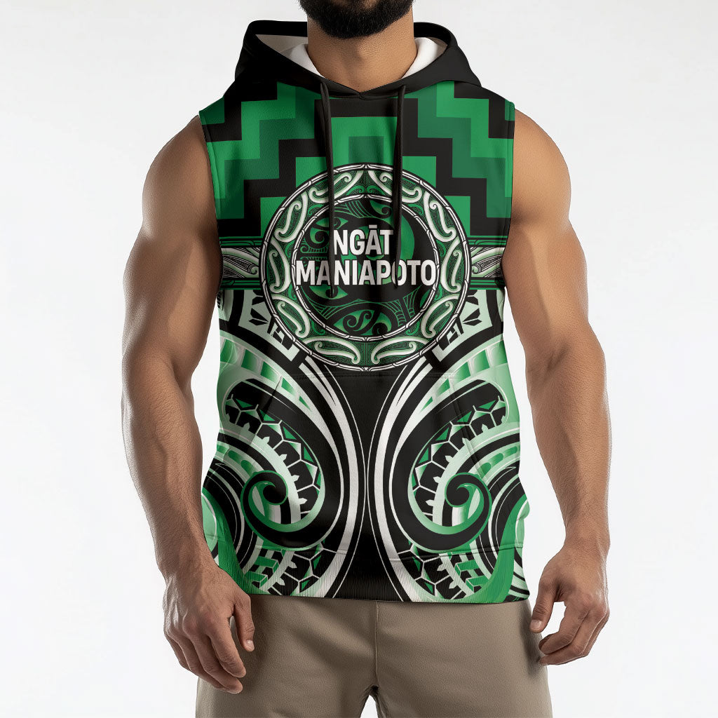 Aotearoa Ngati Maniapoto Personalised Sleeveless Hoodie Maori Iwi Poutama Puhoro Tattoo LT14 - Polynesian Pride