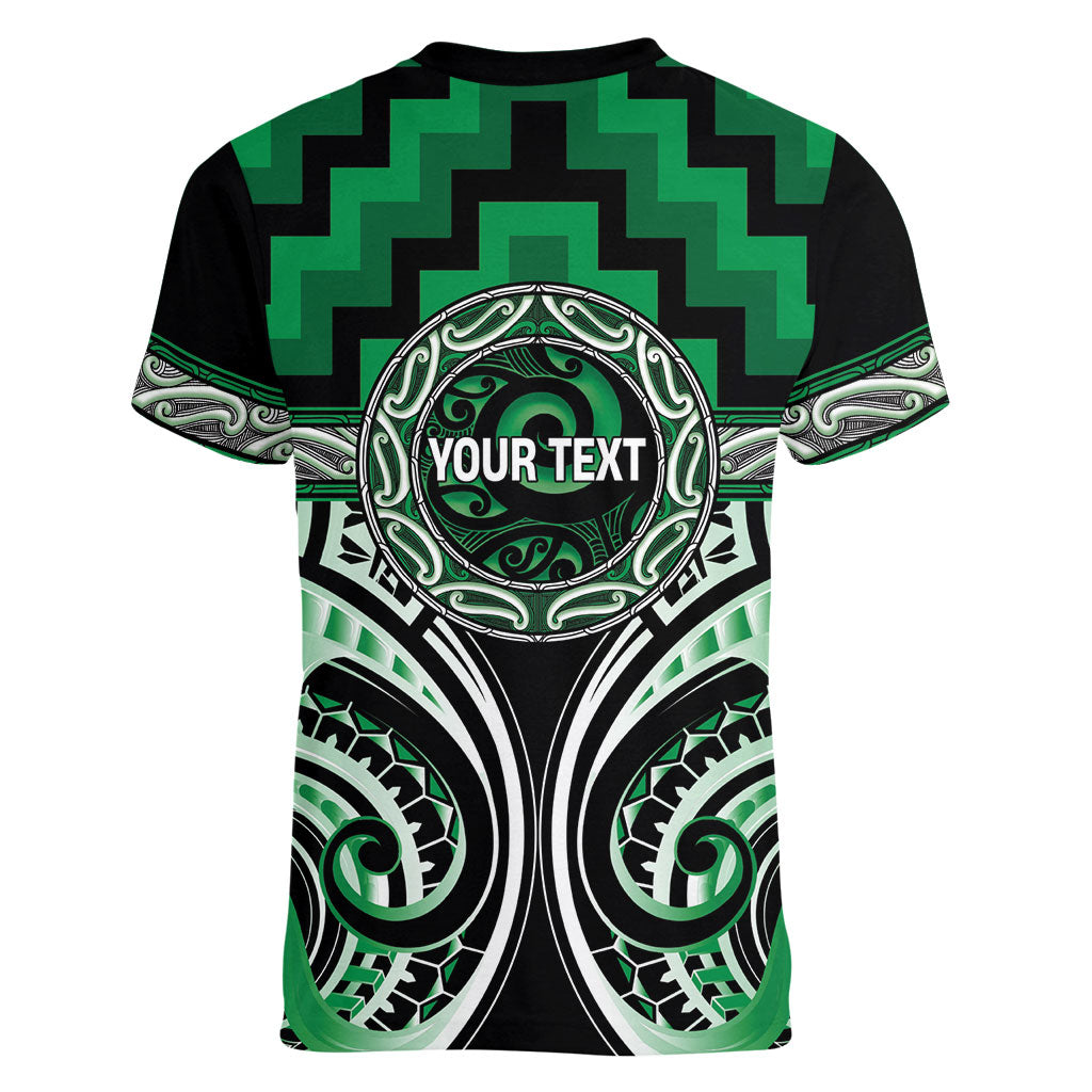 Aotearoa Ngati Maniapoto Personalised Women V-Neck T-Shirt Maori Iwi Poutama Puhoro Tattoo LT14 - Polynesian Pride