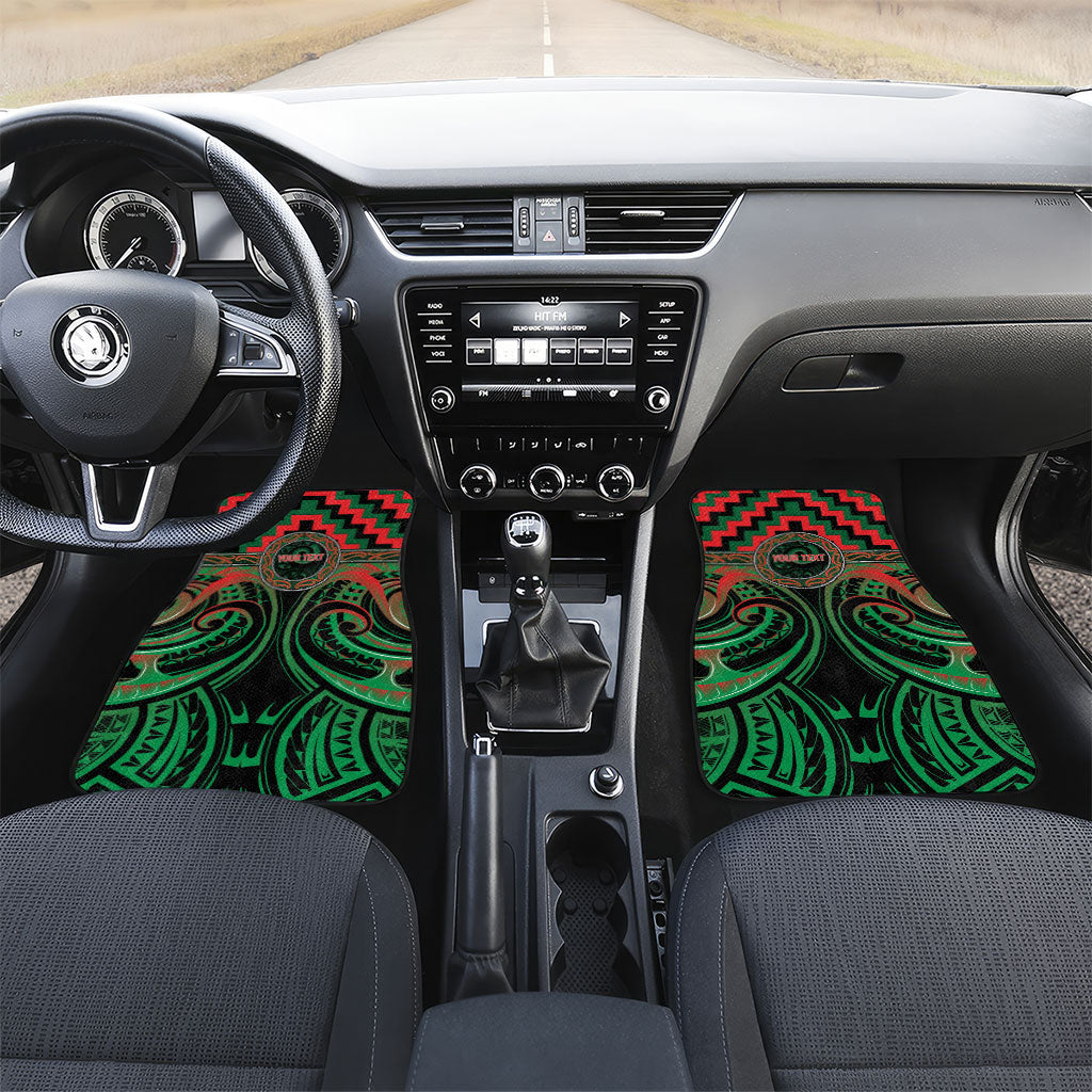 Aotearoa Ngai Tuhoe Personalised Car Mats Maori Iwi Poutama Puhoro Tattoo LT14 Set 2pcs - Front Green - Polynesian Pride