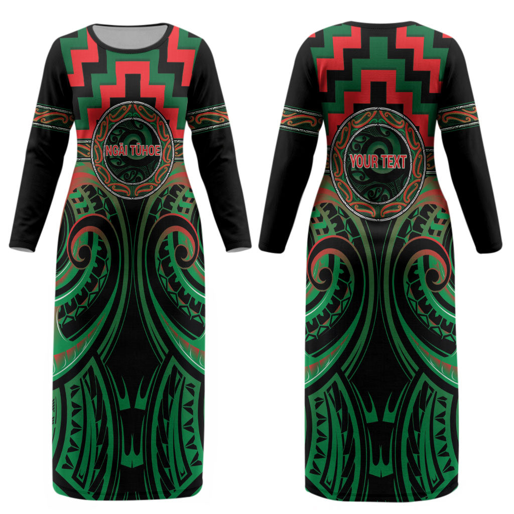 Aotearoa Ngai Tuhoe Personalised Couples Matching Long Sleeve Bodycon Dress and Long Sleeve Button Shirt Maori Iwi Poutama Puhoro Tattoo LT14 - Polynesian Pride
