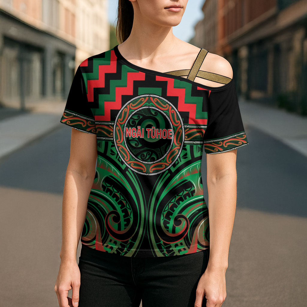 Aotearoa Ngai Tuhoe Personalised Cross Shoulder Shirt Maori Iwi Poutama Puhoro Tattoo LT14 - Polynesian Pride