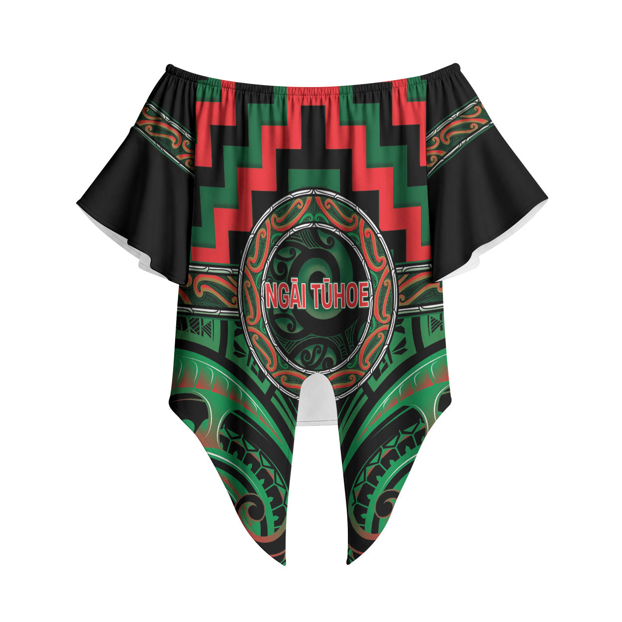 Aotearoa Ngai Tuhoe Personalised Off Shoulder Wrap Waist Top Maori Iwi Poutama Puhoro Tattoo
