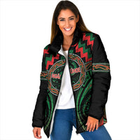 Aotearoa Ngai Tuhoe Personalised Padded Jacket Maori Iwi Poutama Puhoro Tattoo LT14 Women Green - Polynesian Pride