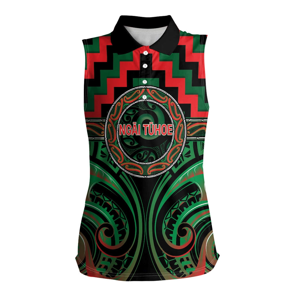 Aotearoa Ngai Tuhoe Personalised Women Sleeveless Polo Shirt Maori Iwi Poutama Puhoro Tattoo LT14 Female Green - Polynesian Pride