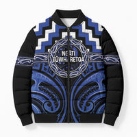 Aotearoa Ngati Tuwharetoa Personalised Bomber Puffer Jacket Maori Iwi Poutama Puhoro Tattoo LT14 Unisex Blue - Polynesian Pride