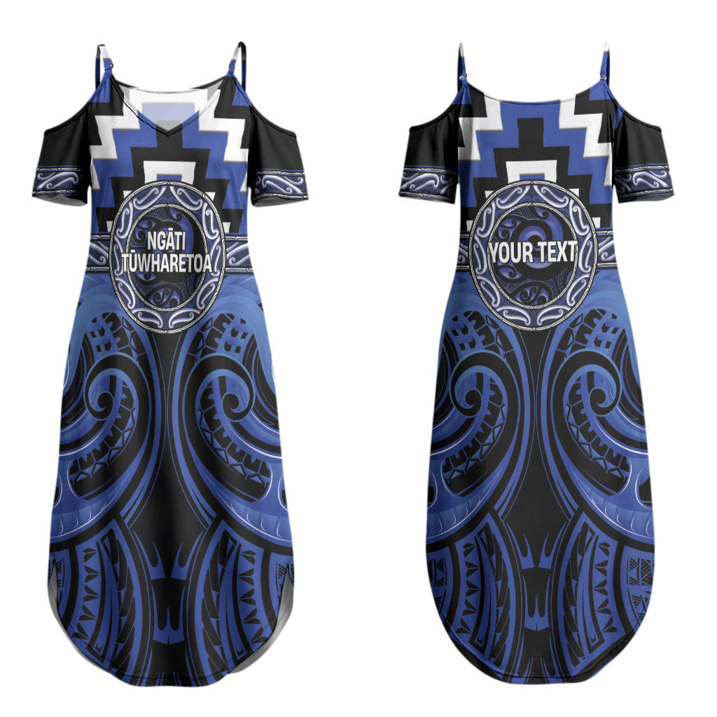 Aotearoa Ngati Tuwharetoa Personalised Couples Matching Summer Maxi Dress and Long Sleeve Button Shirt Maori Iwi Poutama Puhoro Tattoo LT14 - Polynesian Pride