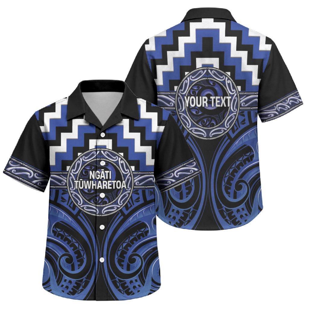 Aotearoa Ngati Tuwharetoa Personalised Family Matching Summer Maxi Dress and Hawaiian Shirt Maori Iwi Poutama Puhoro Tattoo LT14 Son's Shirt Blue - Polynesian Pride