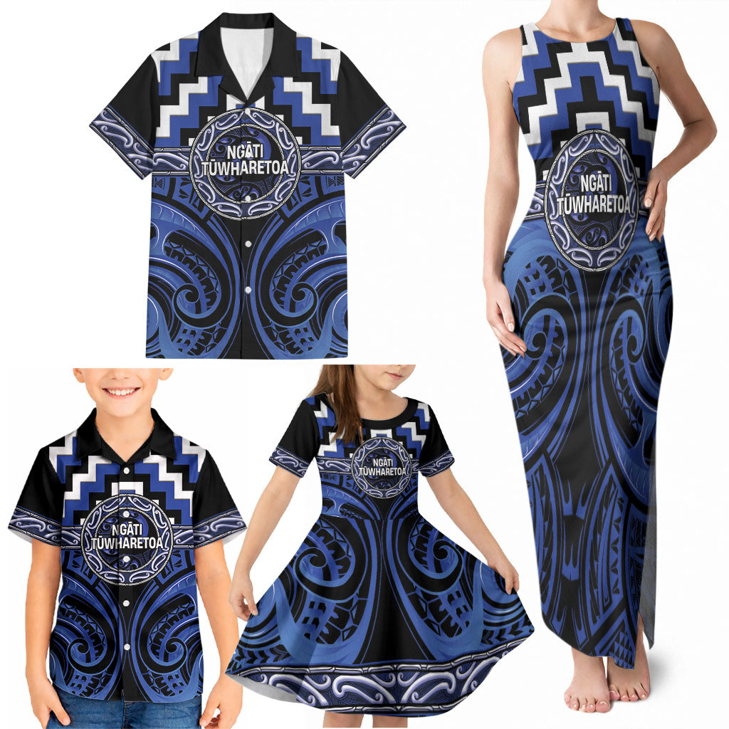 Aotearoa Ngati Tuwharetoa Personalised Family Matching Tank Maxi Dress and Hawaiian Shirt Maori Iwi Poutama Puhoro Tattoo LT14 - Polynesian Pride