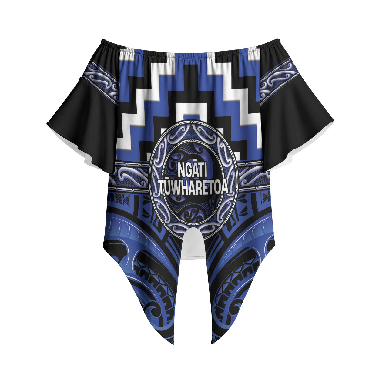Aotearoa Ngati Tuwharetoa Personalised Off Shoulder Wrap Waist Top Maori Iwi Poutama Puhoro Tattoo