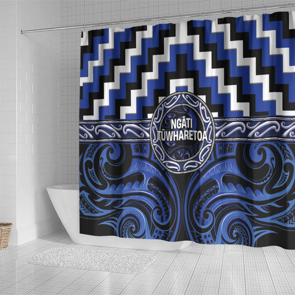 Aotearoa Ngati Tuwharetoa Shower Curtain Maori Iwi Poutama Puhoro Tattoo LT14 - Polynesian Pride