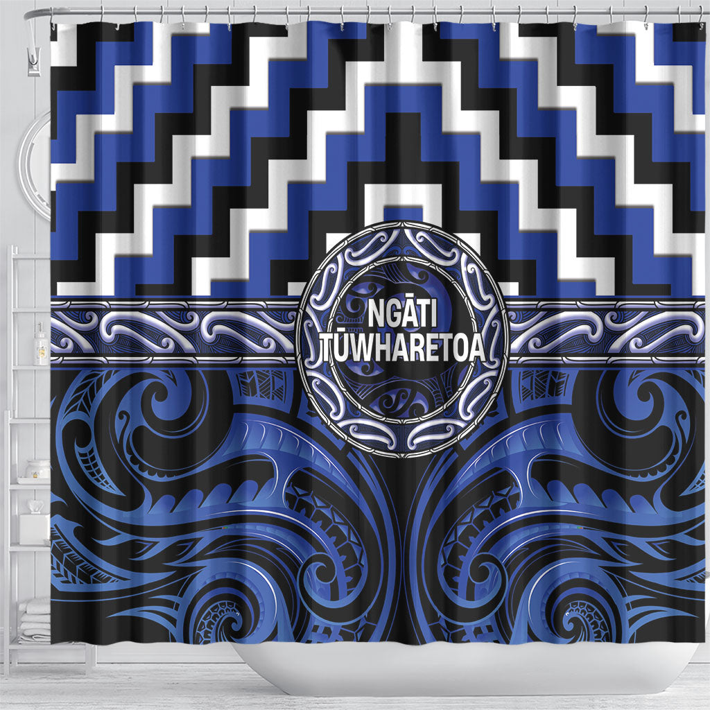 Aotearoa Ngati Tuwharetoa Shower Curtain Maori Iwi Poutama Puhoro Tattoo LT14 - Polynesian Pride