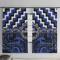 Aotearoa Ngati Tuwharetoa Window Curtain Maori Iwi Poutama Puhoro Tattoo LT14 With Hooks Blue - Polynesian Pride