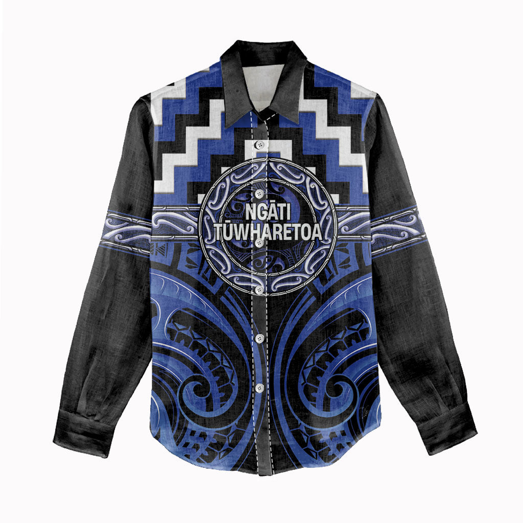 Aotearoa Ngati Tuwharetoa Personalised Women Casual Shirt Maori Iwi Poutama Puhoro Tattoo LT14 - Polynesian Pride
