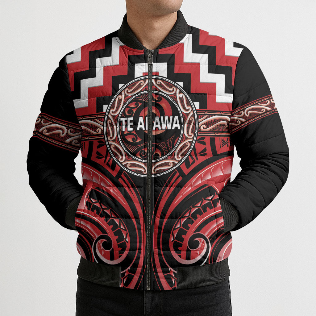 Aotearoa Te Arawa Personalised Bomber Puffer Jacket Maori Iwi Poutama Puhoro Tattoo LT14 - Polynesian Pride