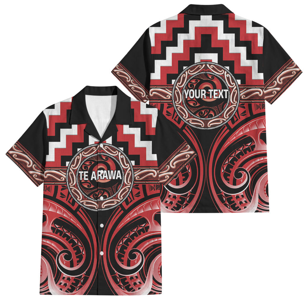 Aotearoa Te Arawa Personalised Family Matching Summer Maxi Dress and Hawaiian Shirt Maori Iwi Poutama Puhoro Tattoo LT14 Dad's Shirt - Short Sleeve Red - Polynesian Pride