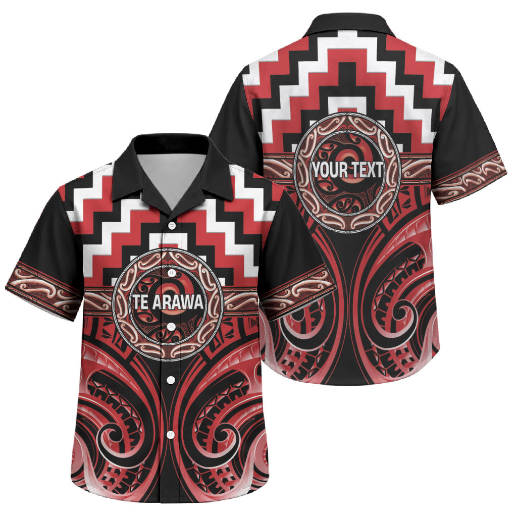Aotearoa Te Arawa Personalised Family Matching Summer Maxi Dress and Hawaiian Shirt Maori Iwi Poutama Puhoro Tattoo LT14 Son's Shirt Red - Polynesian Pride