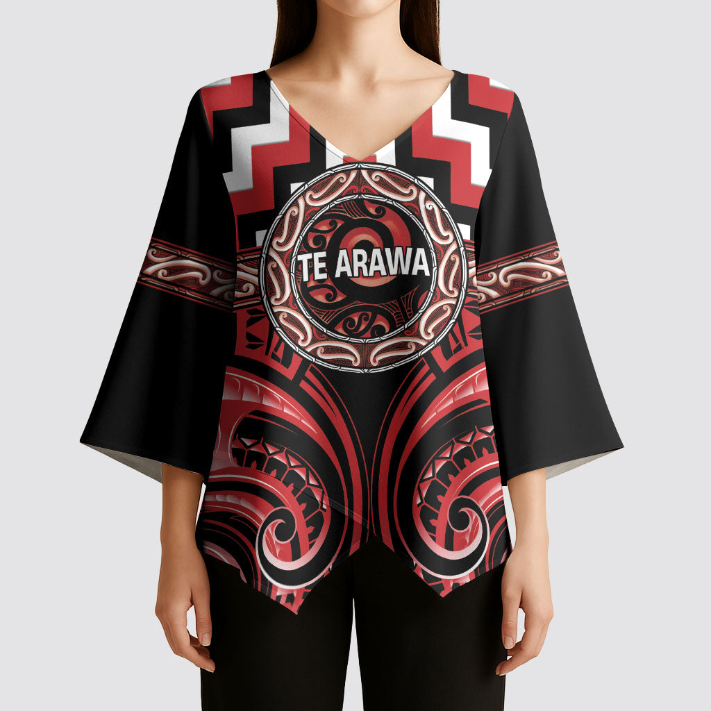 Aotearoa Te Arawa Personalised Kimono Sleeve Blouse Maori Iwi Poutama Puhoro Tattoo LT14 - Polynesian Pride