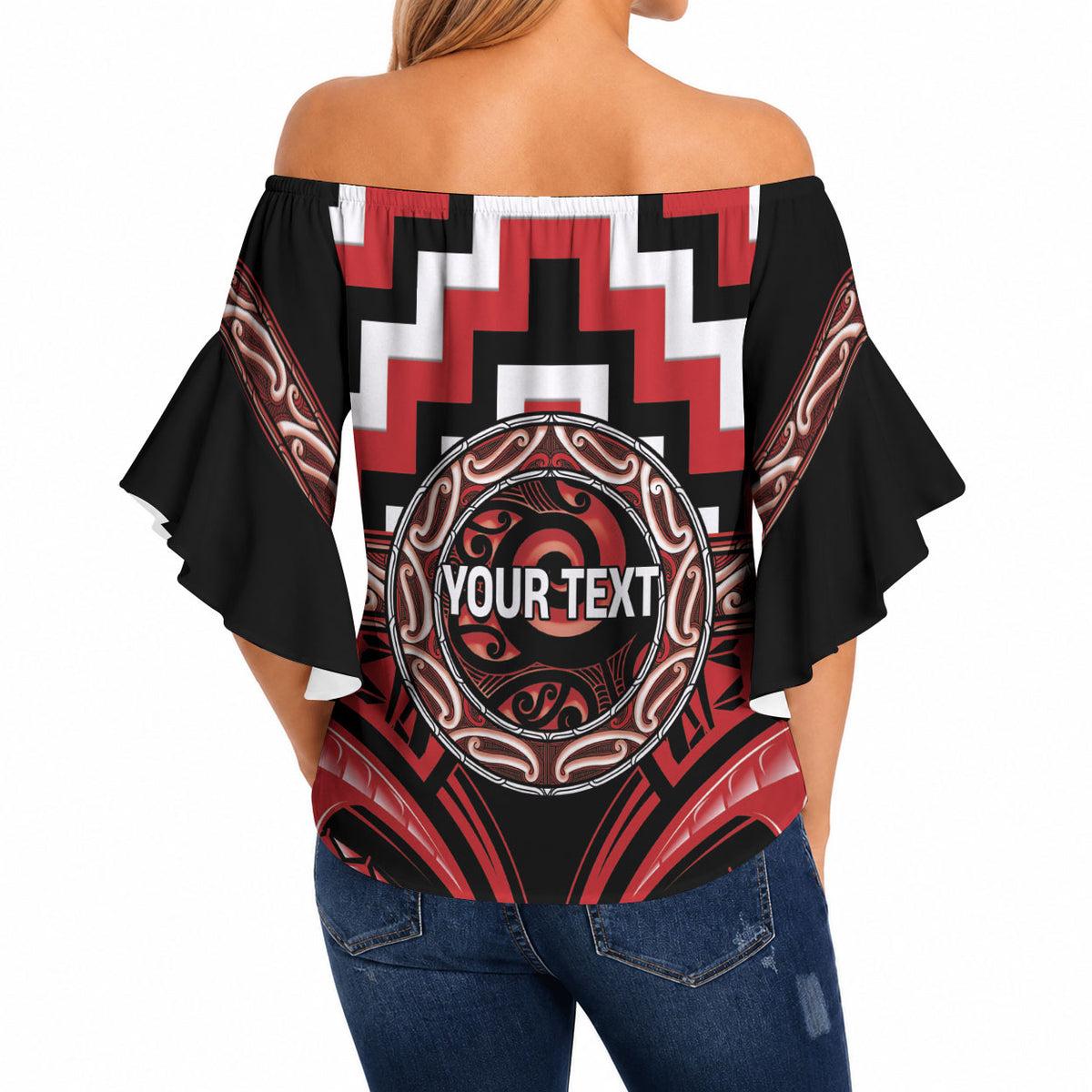 Aotearoa Te Arawa Personalised Off Shoulder Wrap Waist Top Maori Iwi Poutama Puhoro Tattoo LT14 - Polynesian Pride