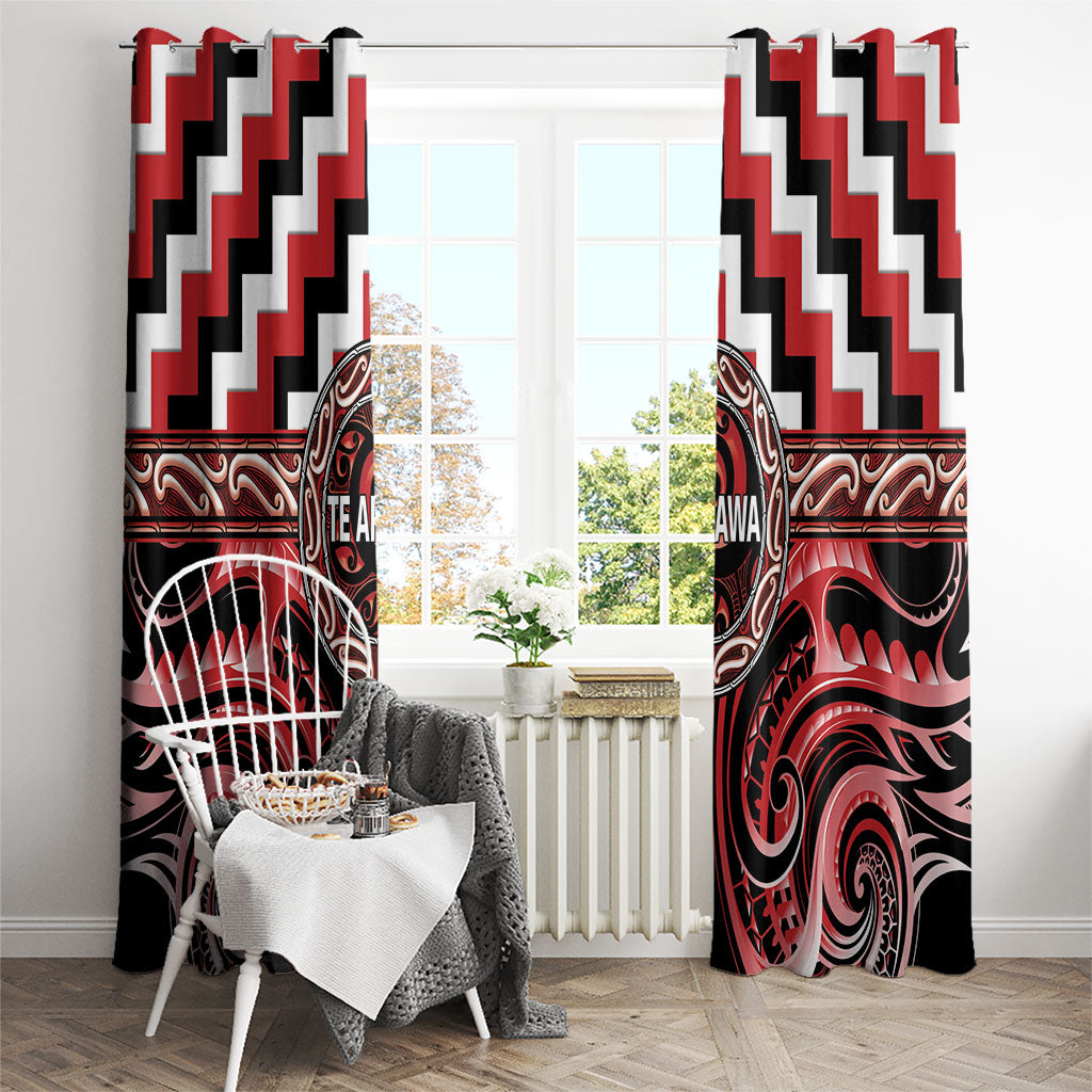 Aotearoa Te Arawa Window Curtain Maori Iwi Poutama Puhoro Tattoo LT14 - Polynesian Pride