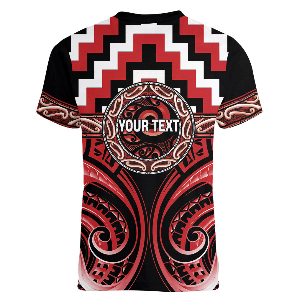 Aotearoa Te Arawa Personalised Women V-Neck T-Shirt Maori Iwi Poutama Puhoro Tattoo LT14 - Polynesian Pride
