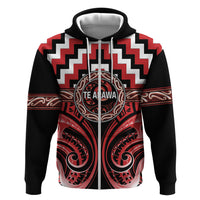 Aotearoa Te Arawa Personalised Zip Hoodie Maori Iwi Poutama Puhoro Tattoo LT14 Zip Hoodie Red - Polynesian Pride