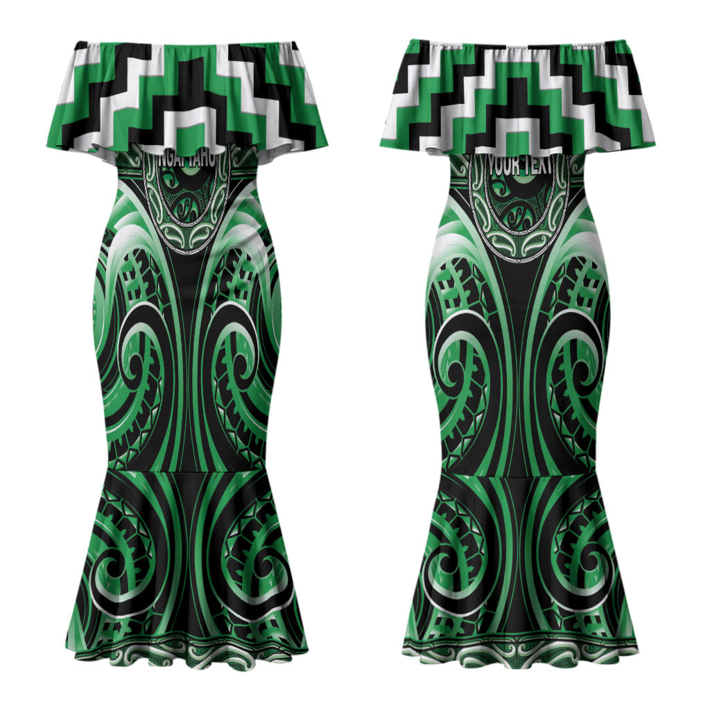 Aotearoa Ngai Tahu Personalised Couples Matching Mermaid Dress and Hawaiian Shirt Maori Iwi Poutama Puhoro Tattoo LT14 - Polynesian Pride