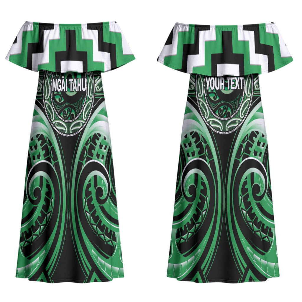 Aotearoa Ngai Tahu Personalised Couples Matching Off Shoulder Maxi Dress and Hawaiian Shirt Maori Iwi Poutama Puhoro Tattoo LT14 - Polynesian Pride