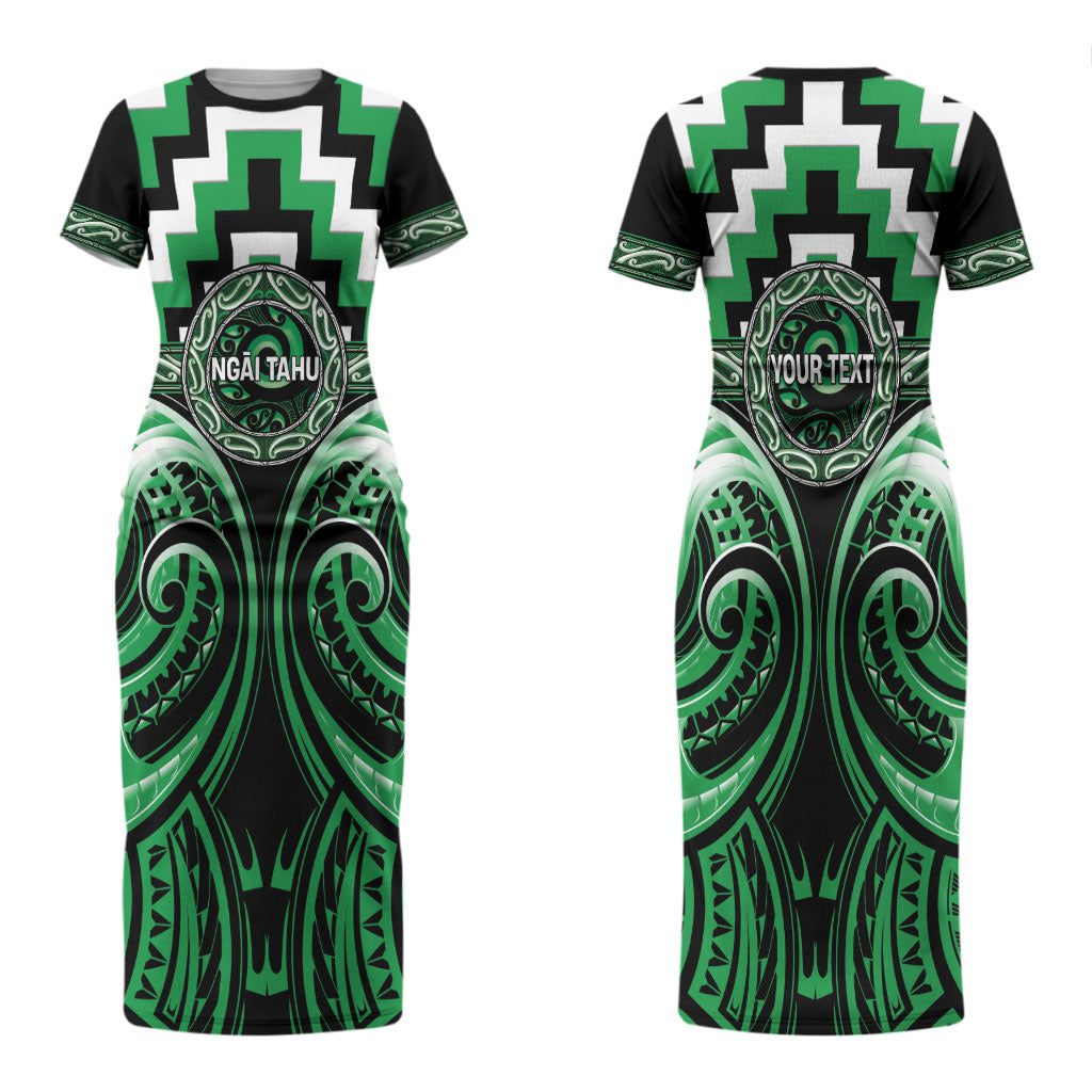 Aotearoa Ngai Tahu Personalised Couples Matching Short Sleeve Bodycon Dress and Hawaiian Shirt Maori Iwi Poutama Puhoro Tattoo LT14 - Polynesian Pride