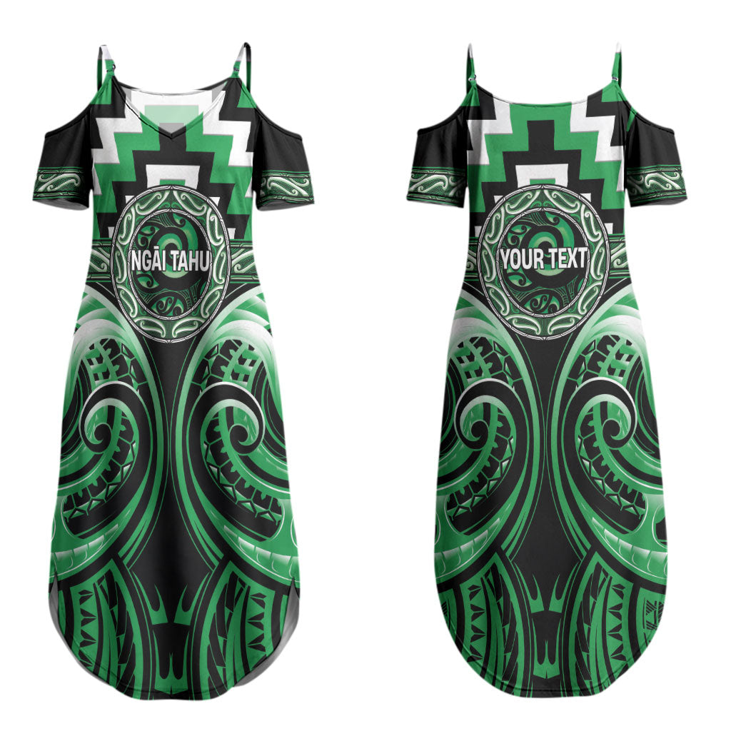 Aotearoa Ngai Tahu Personalised Couples Matching Summer Maxi Dress and Long Sleeve Button Shirt Maori Iwi Poutama Puhoro Tattoo LT14 - Polynesian Pride