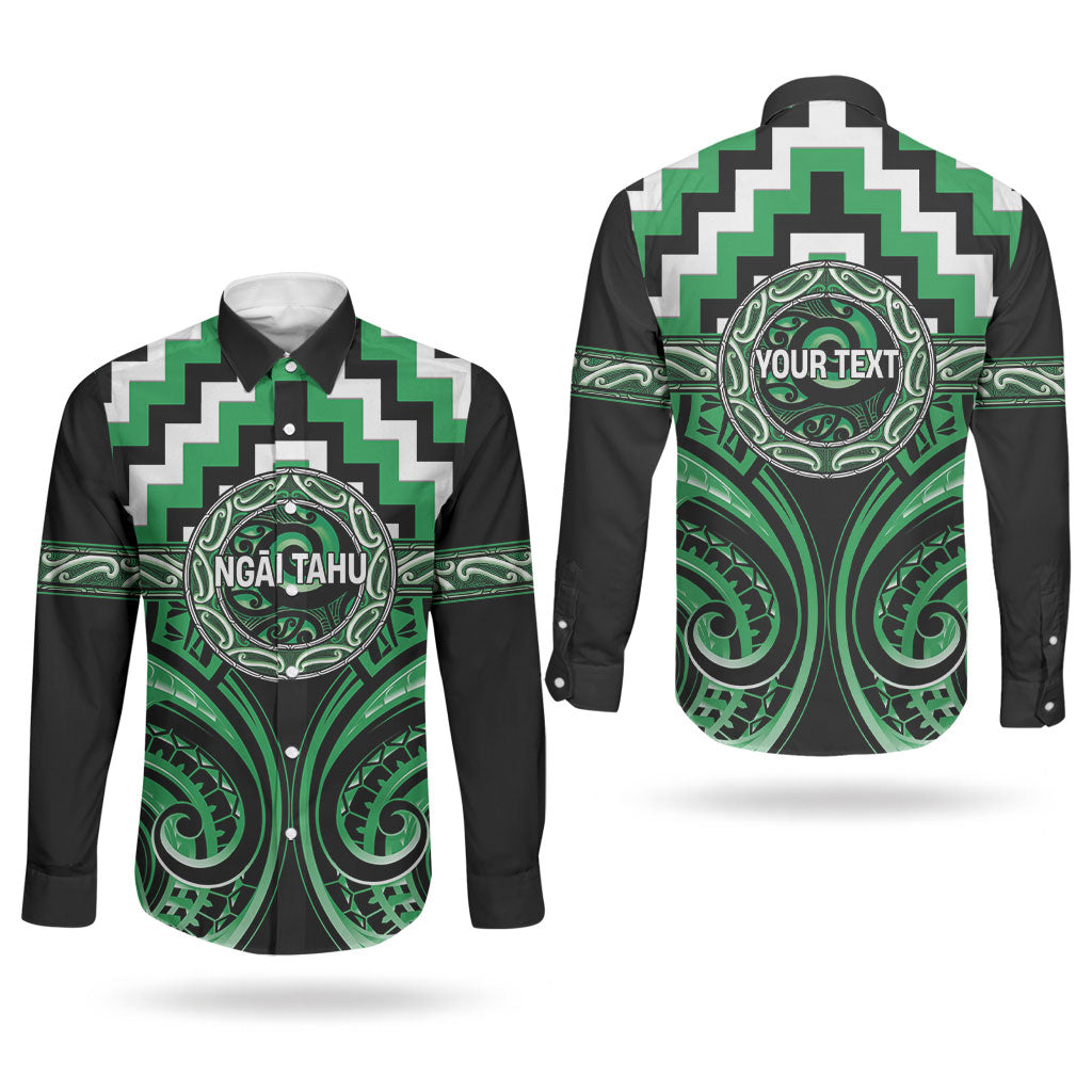 Aotearoa Ngai Tahu Personalised Couples Matching Tank Maxi Dress and Long Sleeve Button Shirt Maori Iwi Poutama Puhoro Tattoo LT14 - Polynesian Pride
