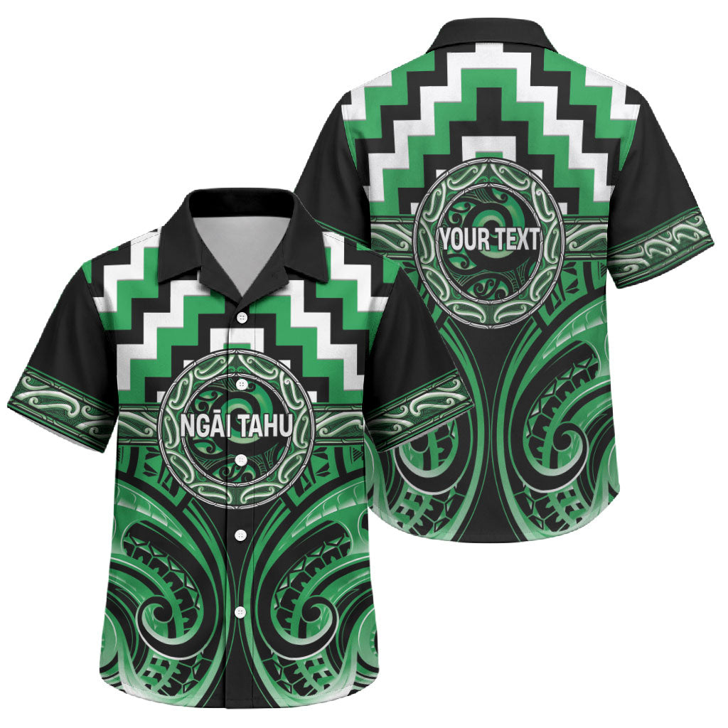 Aotearoa Ngai Tahu Personalised Family Matching Off Shoulder Maxi Dress and Hawaiian Shirt Maori Iwi Poutama Puhoro Tattoo LT14 Son's Shirt Green - Polynesian Pride