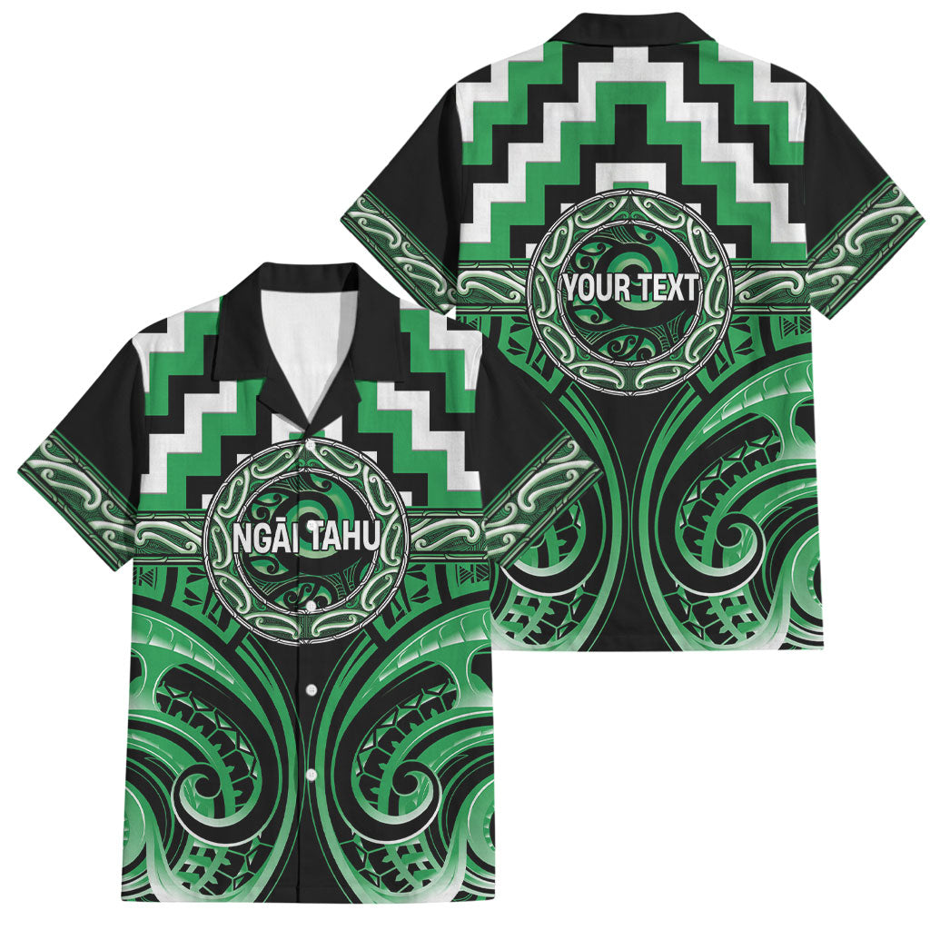 Aotearoa Ngai Tahu Personalised Family Matching Short Sleeve Bodycon Dress and Hawaiian Shirt Maori Iwi Poutama Puhoro Tattoo LT14 Dad's Shirt - Short Sleeve Green - Polynesian Pride