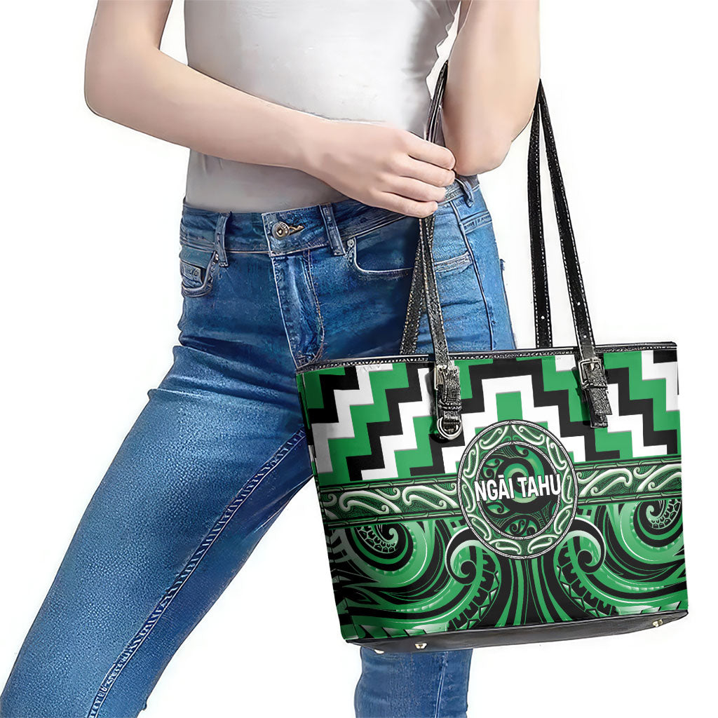 Aotearoa Ngai Tahu Leather Tote Bag Maori Iwi Poutama Puhoro Tattoo LT14 - Polynesian Pride