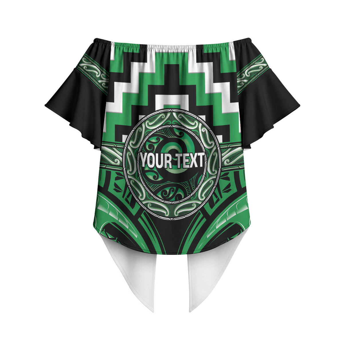 Aotearoa Ngai Tahu Personalised Off Shoulder Wrap Waist Top Maori Iwi Poutama Puhoro Tattoo LT14 - Polynesian Pride