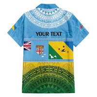 Personalised Malampa Fiji Day Family Matching Puletasi and Hawaiian Shirt 10 October Fijian Tapa Flag Style LT14 - Polynesian Pride